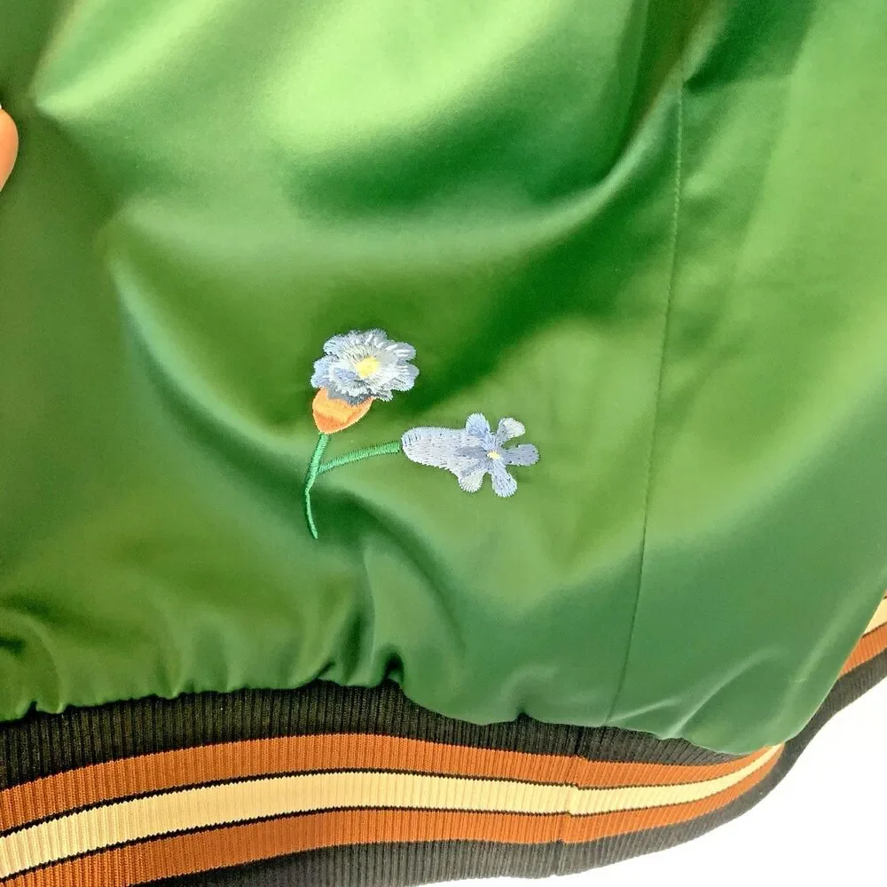 Coach Reversible Souvenir Bomber Jacket Green Floral Signature C Large - Picture 13 of 16